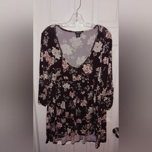 Torrid Floral Blouse in Black and Pink